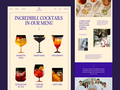 Mobile Bar website beige catering clean design dribbble drinks ecommerce online purple ui ux webdesign website