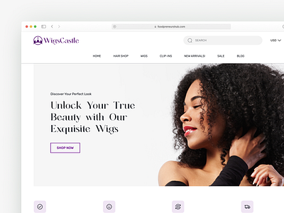 WigsCastle - Ecommerce website design blog design branding design ecommerce hair illustration landing page logo store ui ux website design
