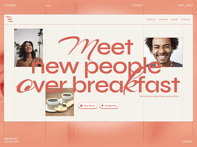 Dating app 'Breakfast' app breakfast concept dating dating app landing meeting people startup