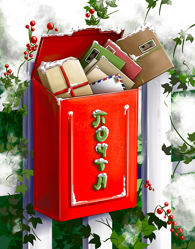 New year postbox artist christmas hand drawn illustration new year