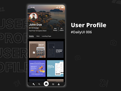 User Profile Page For Mobile App mobile app mobile app design mobile design profile design profile page ui uiux uiux design user profile