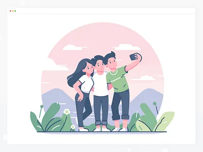 Taking Selfie Ilustrations artwork caricature cartoon doodle drawing illustration ornament pictogram silhouette sketch symbo