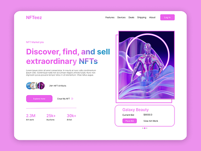 NFT Art Website Design figma mobile app nft web design prototyping typography ui ui web design uiux design web design wireframe