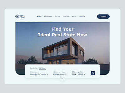 Real State Landing Page real state web site ui ui design ui ux design web site ui design web ui