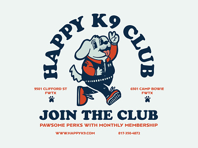 Happy K9 Membership Club 40s 50s americana brand branding club design dog drawing fort worth graphic design grooming illustration inking k9 logo membership retro texas vintage