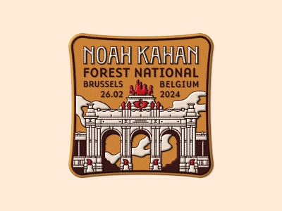 Noah Kahan '24 Patch Tour - Brussels artist badge belgium brussels concert illustration landmark landscape merch merchandise noah kahan patch tour