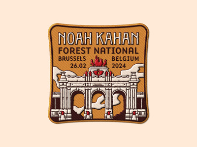 Noah Kahan '24 Patch Tour - Brussels artist badge belgium brussels concert illustration landmark landscape merch merchandise noah kahan patch tour