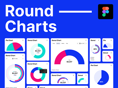 Download Round Charts For Figma - Master Chart blue chart charts design donut download figma home interface kit light minimal mobile app pie pie chart round round charts template theme ui