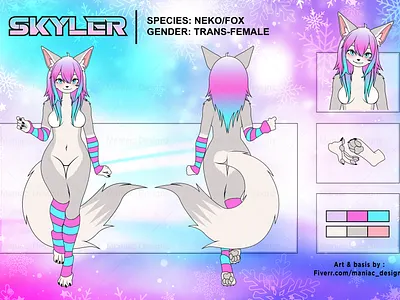 Neko Fox Trans Female Reference Sheet Done for Skyler character design commissionopen commissionopen2024 digital artist fox fox art fox artist fox commission art fox digital ref sheet fox furry art fox illustration fox reference sheet maniac designz neko neko fox neko fox fursona sexy fox fursona sexy girl fox skyler trans female
