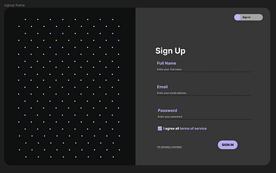 Sign up frame that i tried to replicate( inspired not original*) graphic design signup ui
