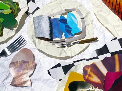 Tinned Fish collage collage art cut and paste installation sculpture tinned fish