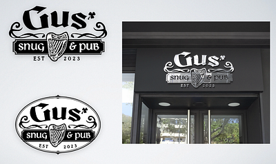 Gus' Snug & Pub Logo food irish logo pub