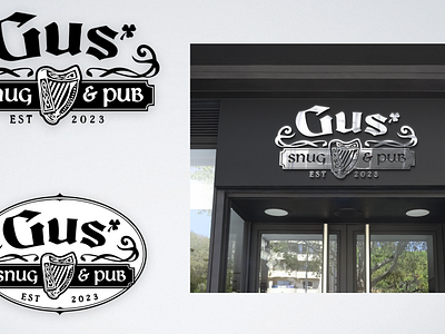 Gus' Snug & Pub Logo food irish logo pub