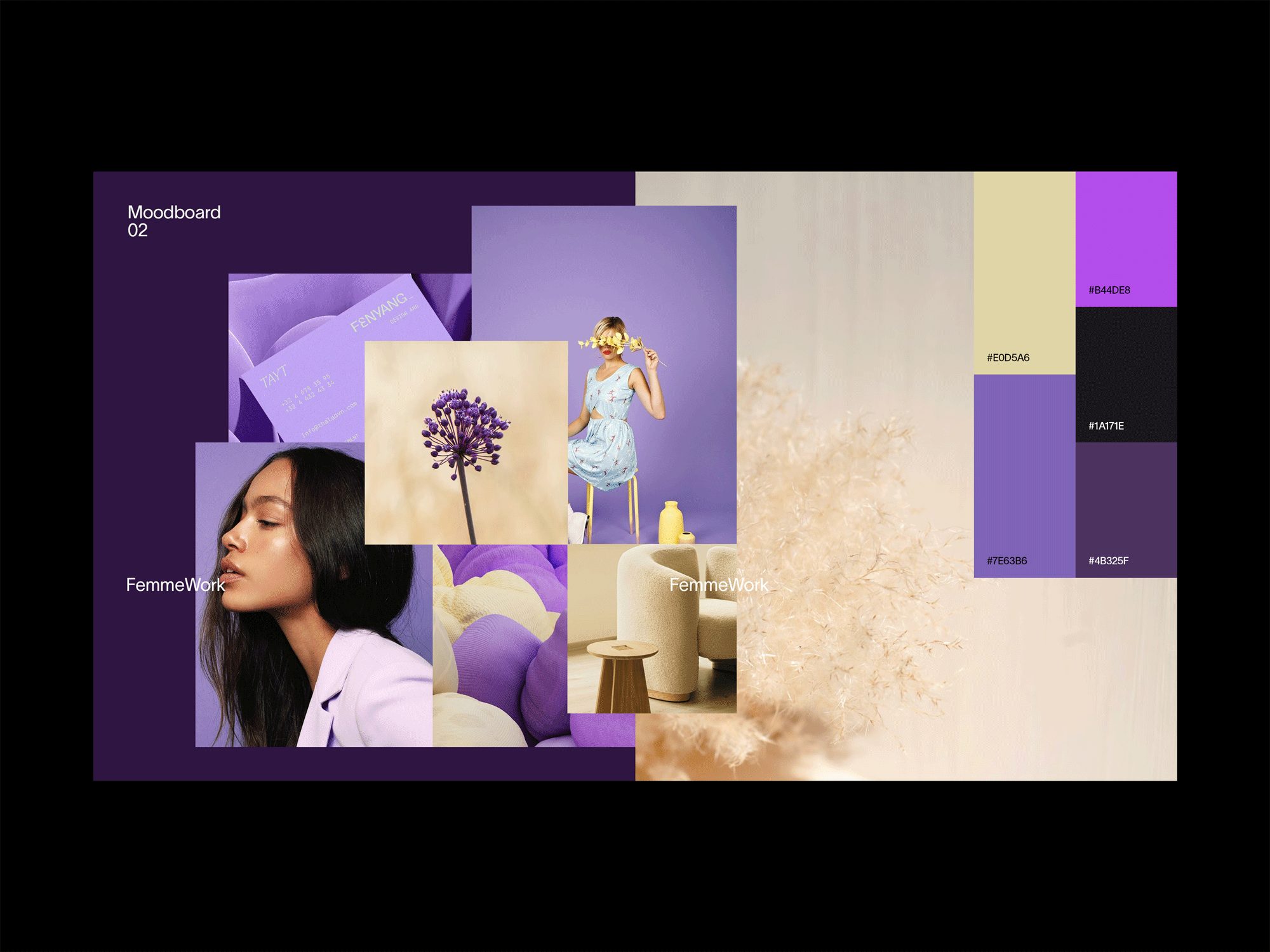 (02) Moodboard Exercise clean composition design direction graphic layout minimalist moodboard typography visual identity
