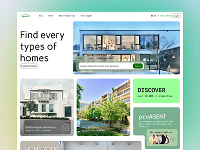 Ngomah (Properties finder website) Landing Page bento design home house landing page properties finder ui website