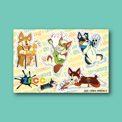 Art of the Corgi x ZACC Sticker Sheet art branding cartoon community corgi corgis design dog drama graphic design illustration music nonprofit painting playful print making sticker sheet vector