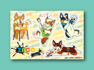 Art of the Corgi x ZACC Sticker Sheet art branding cartoon community corgi corgis design dog drama graphic design illustration music nonprofit painting playful print making sticker sheet vector