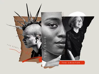 Brand Archetypes agency archetypes b2b branding brand archetypes brand identity branding collage faces focus lab paper people texture visual identity