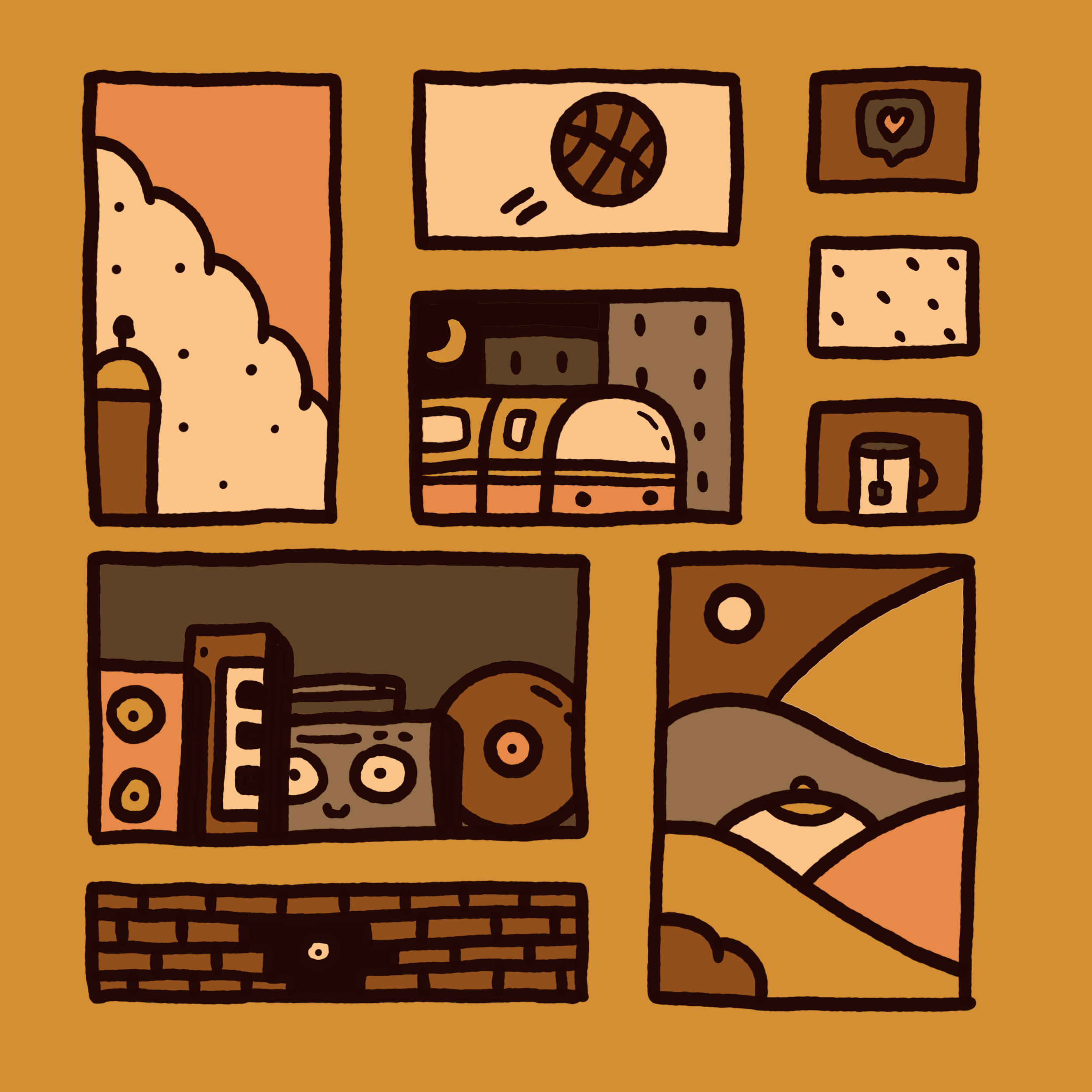 Week end city doodle drawing geometric ill illustration shape