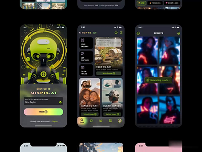 MIXPIX.AI art generator app concept animation mobileapp motion graphics ui uikit ux