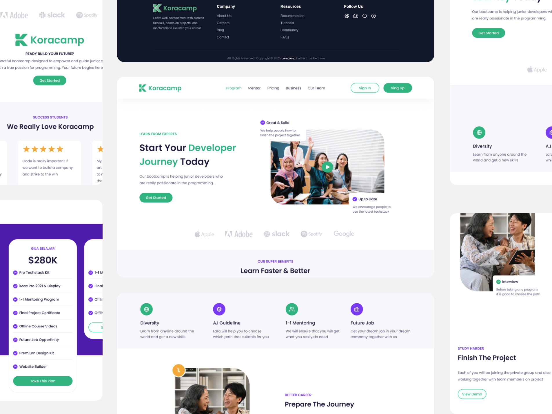 Koracamp - Bootcamps Platform bootcamp dasboard landing page platform product designer ui website