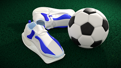 Sport Shoe 3d ball blender blue branding clothes design fashion football graphic design grass green modeling motion graphics run running simple sport ui white