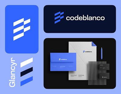 Logo Concept for Codeblanco - A free API's downloading platform blue branding coding logo design gradient graphic design illustration logo smart logo stat tech logo ui ux