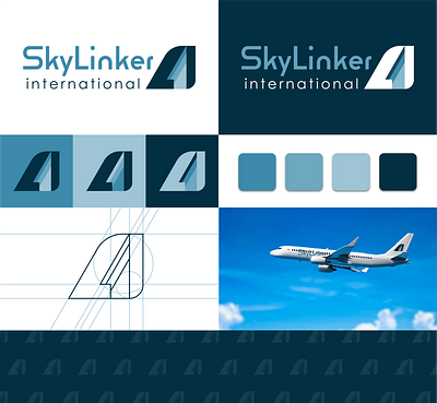 SkyLinker Brand Logotype design, Logo & template action airlines airplane blue branding color design graphic design logo logotype sky travel