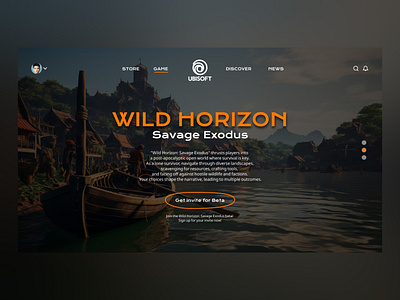 Ubisoft New Game Web Design animation brand design brand identity branding clean design figma gaming gaming home page gaming ui graphic design interactive new game orange product design ui ui ux user experience user interface water