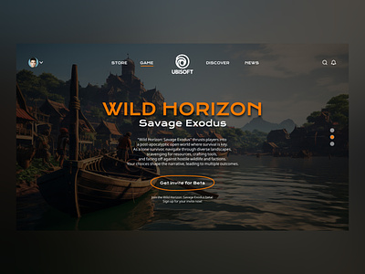 Ubisoft New Game Web Design animation brand design brand identity branding clean design figma gaming gaming home page gaming ui graphic design interactive new game orange product design ui ui ux user experience user interface water