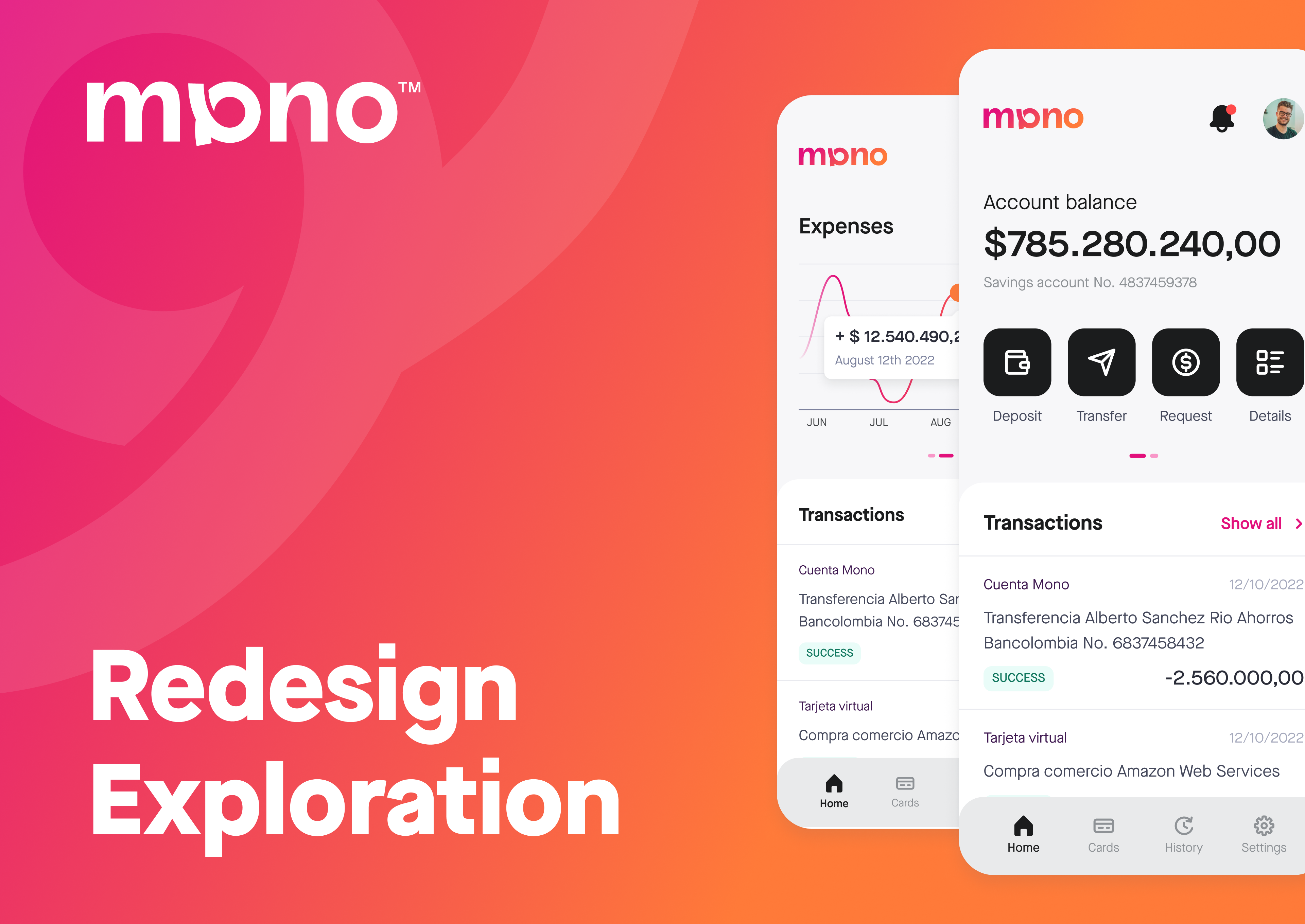Mono - Redesign Exploration branding dark darkmode design figma finance fintech redesign ui uidesign userinterface ux uxdesig