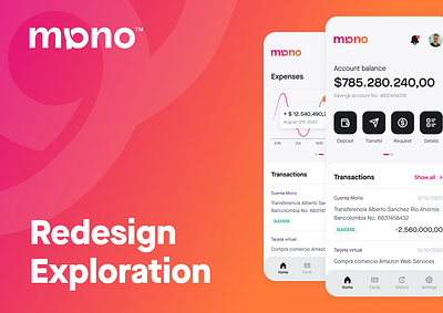 Mono - Redesign Exploration branding dark darkmode design figma finance fintech redesign ui uidesign userinterface ux uxdesig