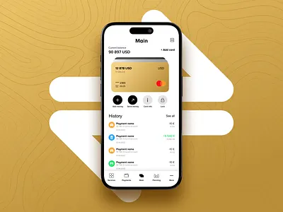 Banking application banking card credit card dashboard finance fintech flat mobile money ui ux