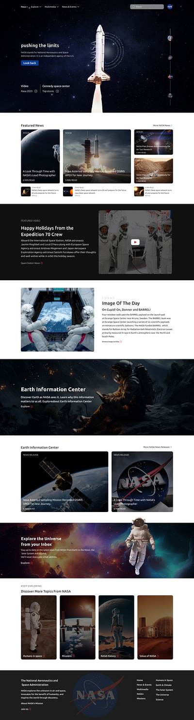 Redesign NASA website graphic design landing page nasa web site redesign site ui uiux website
