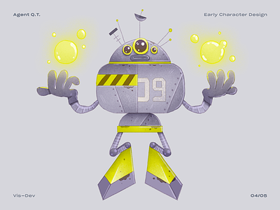 Agent Q.T. — Early Character Concept 04 agent q.t. character character design handmade illustration robot visual development