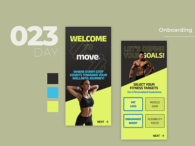 Daily UI Challenge Day #023 - Onboarding daily ui dailyui day 023 fitness fitness app muscle onboarding ui challenge workout