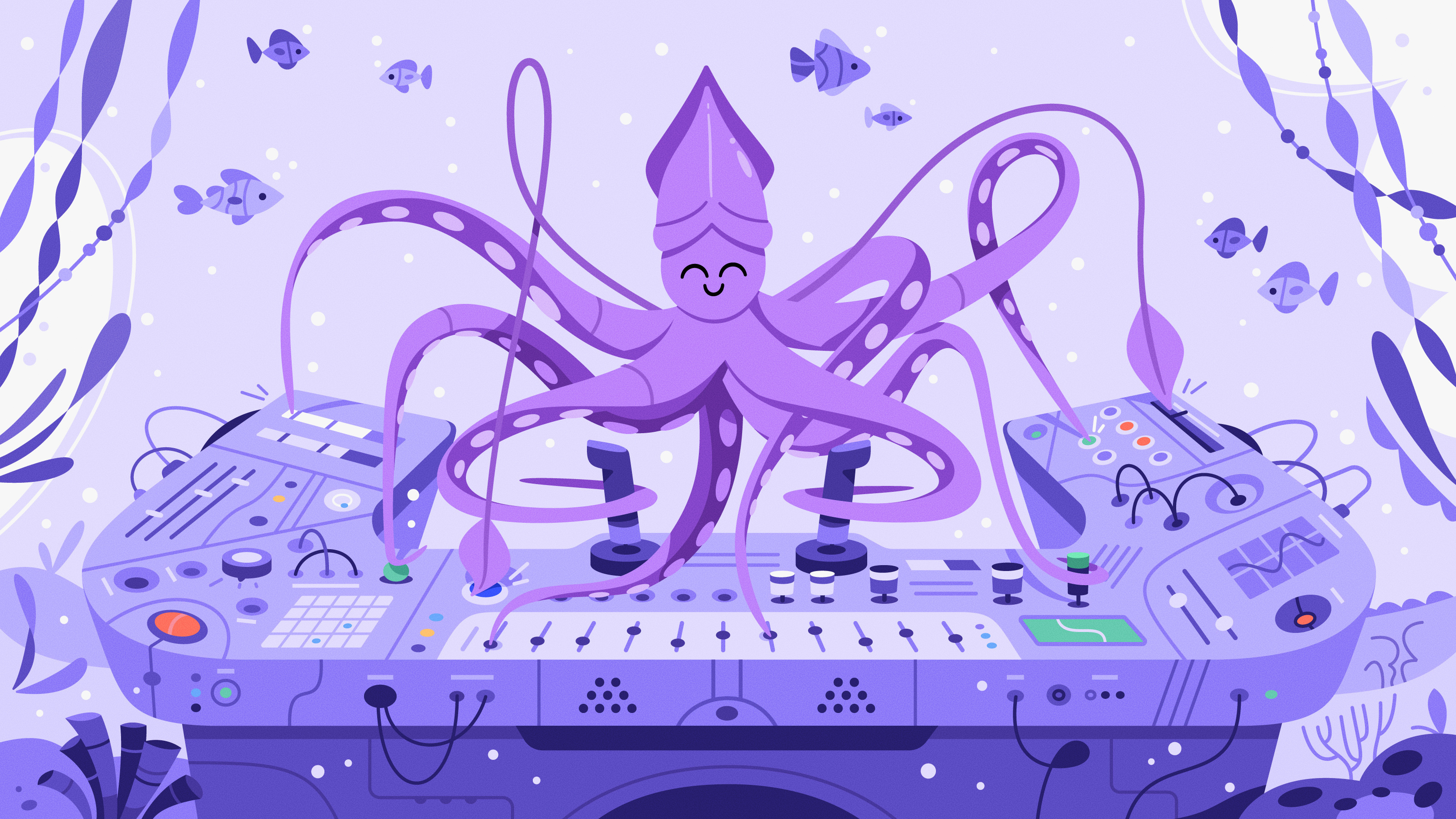 Mastering the Digital Sea art cartoon character design futuristic illustration ocean squid tech vector web3