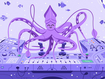 Mastering the Digital Sea art cartoon character design futuristic illustration ocean squid tech vector web3