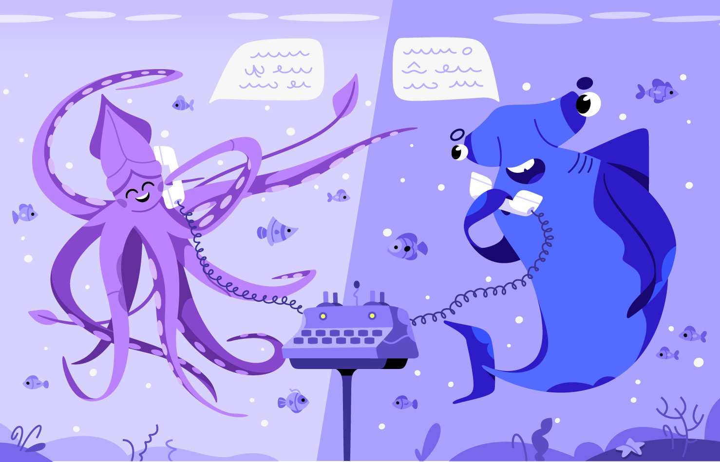 ink! 4.1 release art cartoon character character design design illustration ocean phone shark squid tech vector