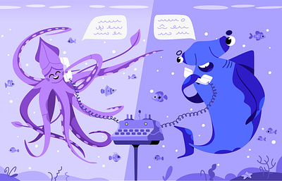 ink! 4.1 release art cartoon character character design design illustration ocean phone shark squid tech vector