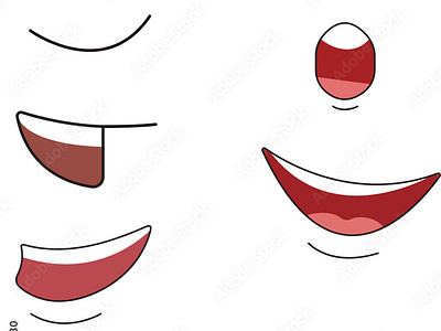 Lips different expressions cute vector illustration cartoon mouths