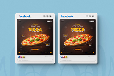 Delicious Hot & Spicy Pizza Social Media Post Design hot spicy menu banner