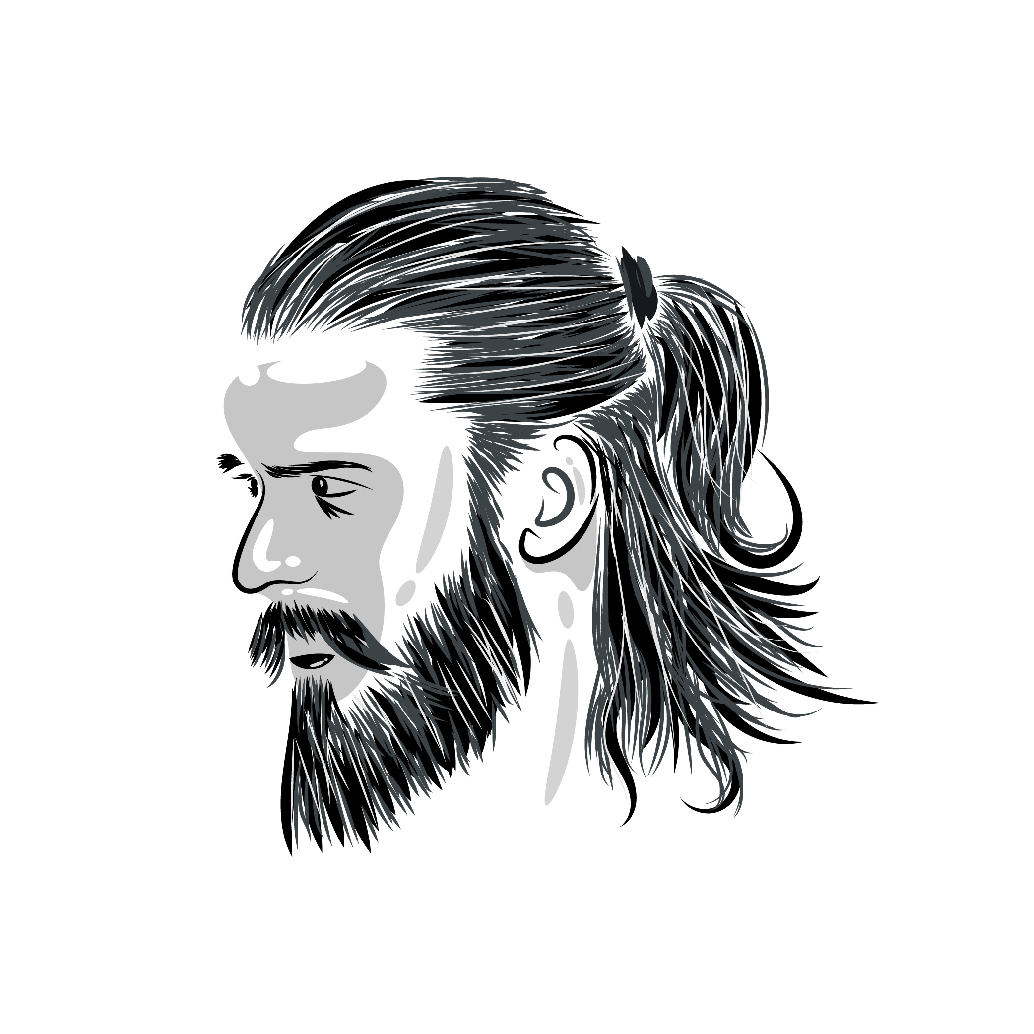Modern Face Illustration with Custom Brush art beard bold brush custom brush digital digitalart face face illustration graphic illustration line art logoinspiration minimal modern portrait single brush art stunning vector warrior