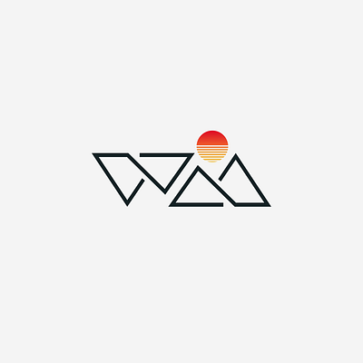 West Mountains geometric letters letter m letter w logo monogram logo mountains sun sunset west wm