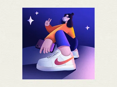 Squat girl boots flat girl illustration nike orange shoes squat vector
