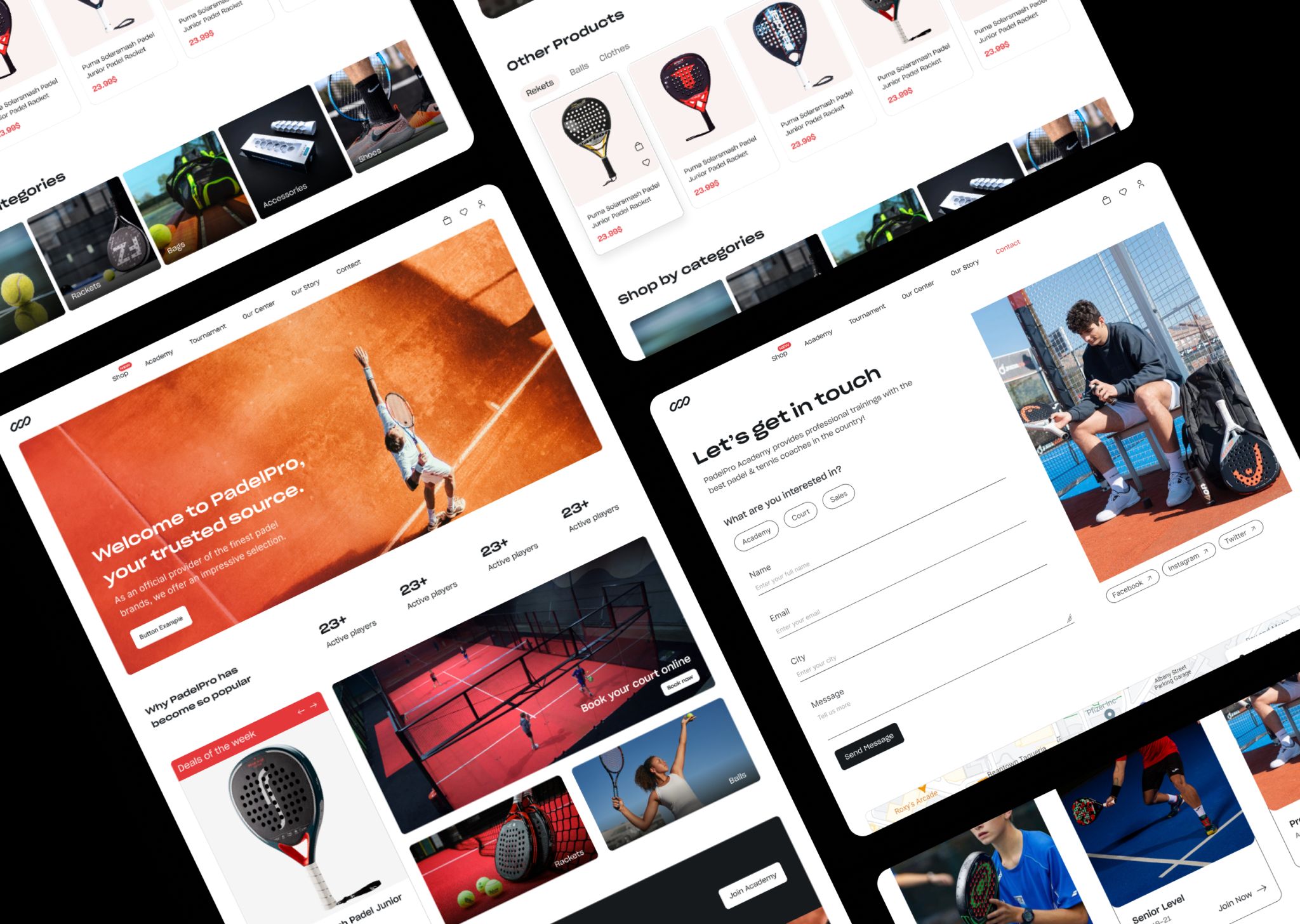 Padel & Tennis e-commerce site e commerce padel sport tennis ui ux web design