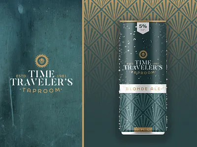 Time Traveler's Taproom - Blonde Ale alcohol beer beverage brand branding design studio drinks food and beverage liquor mockup non alcoholic seltzer vintage