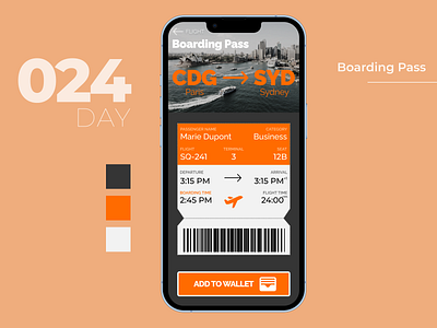 Daily UI Challenge Day #024 - Boarding Pass airport boarding boarding pass daily ui daily ui challenge day 024 dailyui day 024 flight flight ticket ticket plane ui challenge