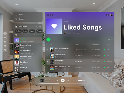 Spotify Unbound: Navigating Music in VR with Apple Vision Pro applevision music musicplayer songs spotify vr vrconcept