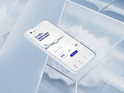 SAS airlines Home Screen UI by milkinside 3d aircraft airlines animation booking branding c4d clean clouds design elegant flight illustration logo motion sas simple ui ux white